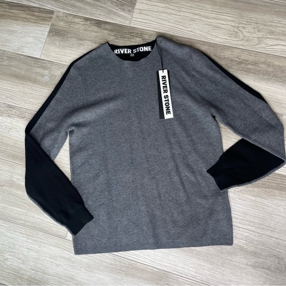 RIVER STONE Mens Grey & Black Sweater Size Large - Picture 5 of 9